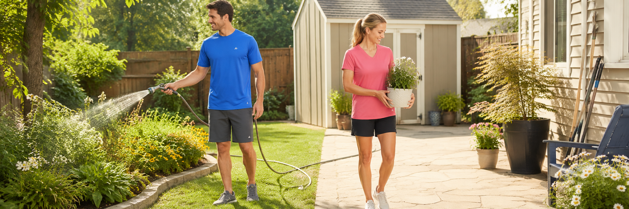 man and woman wearing arctic cool shirt