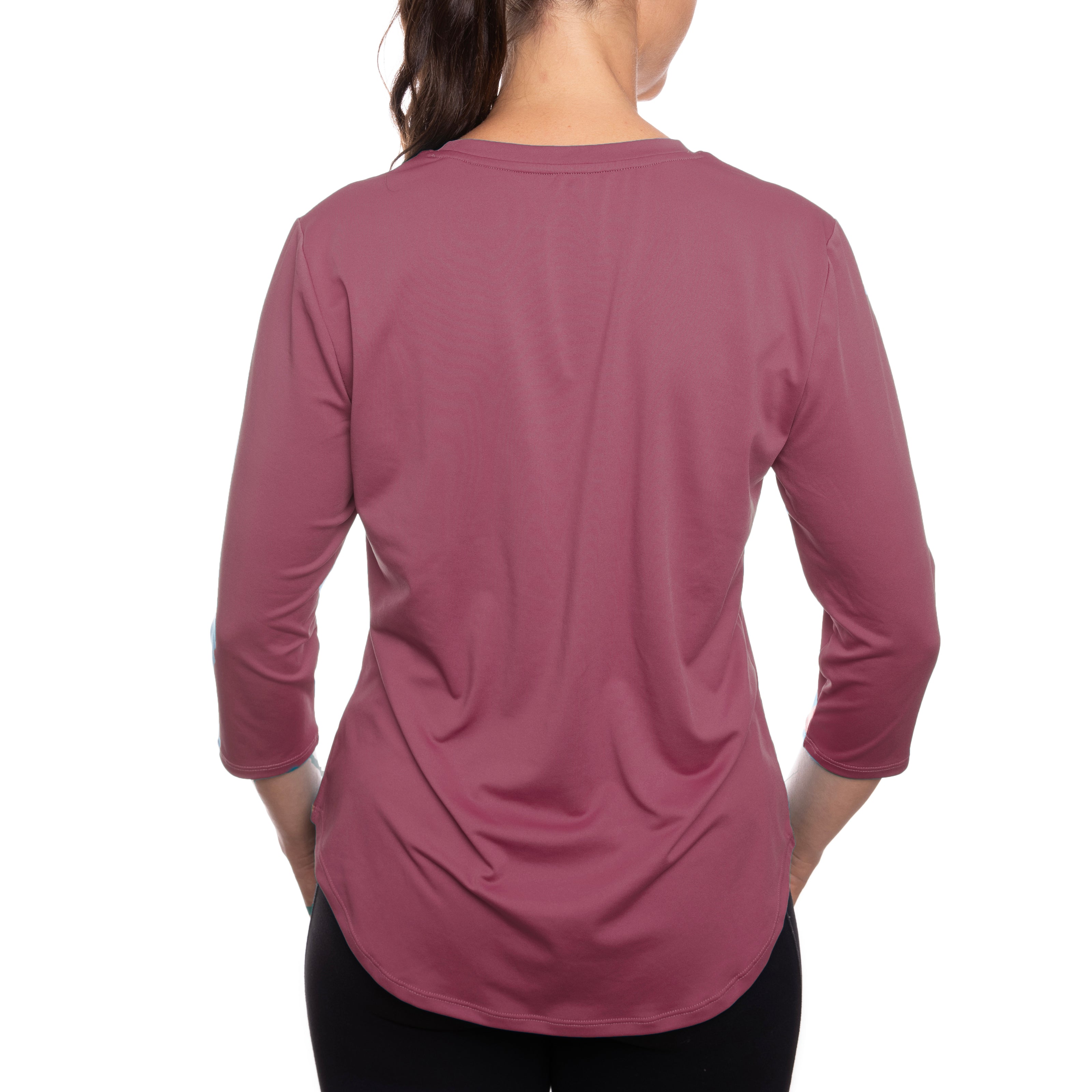 3/4 Sleeve Knit Tee in Water Dots Merlot/Lt Grey